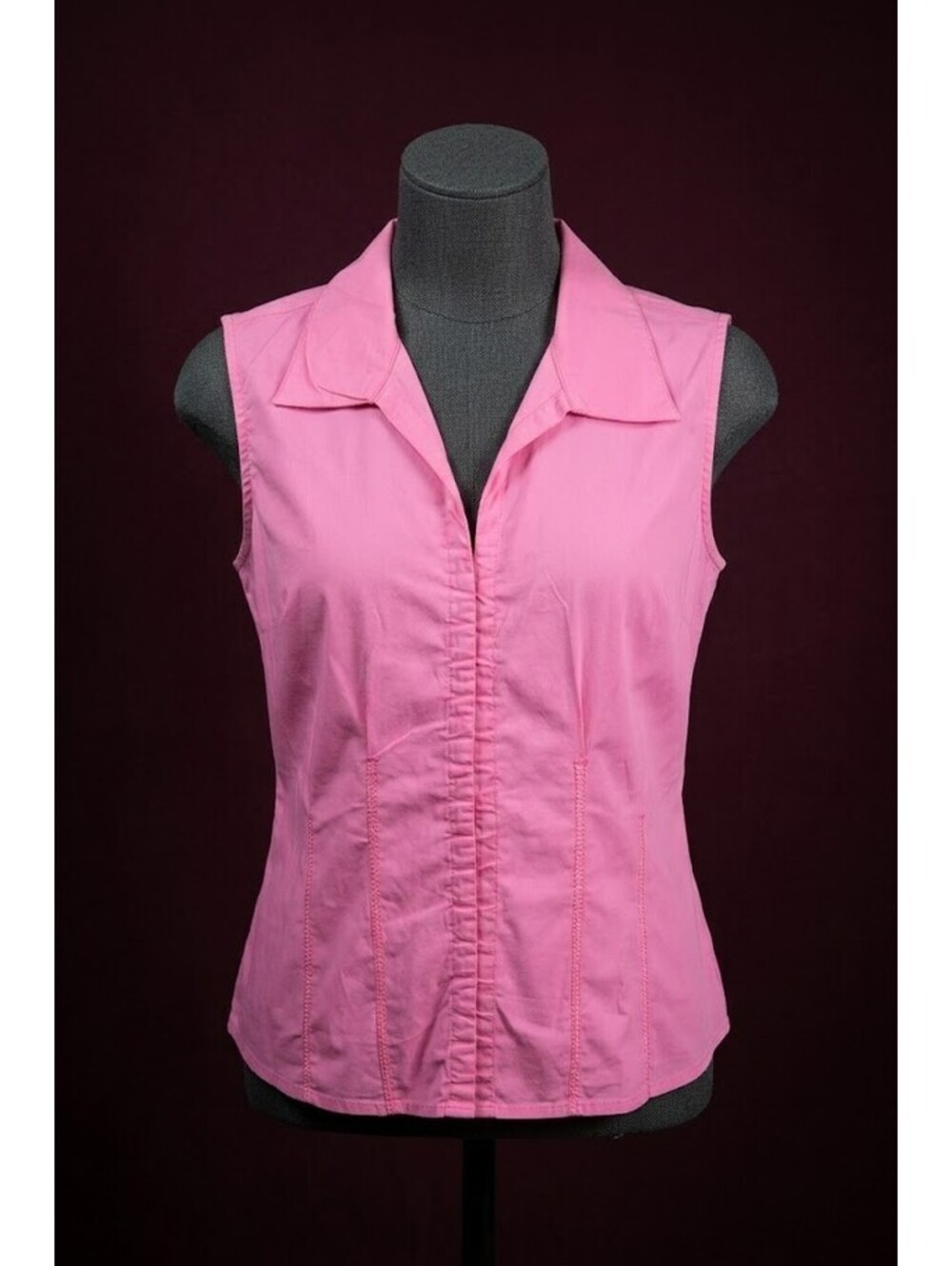 Fiorlini International Sleeveless Blouse Womens L Pink Stretch Collared Casual